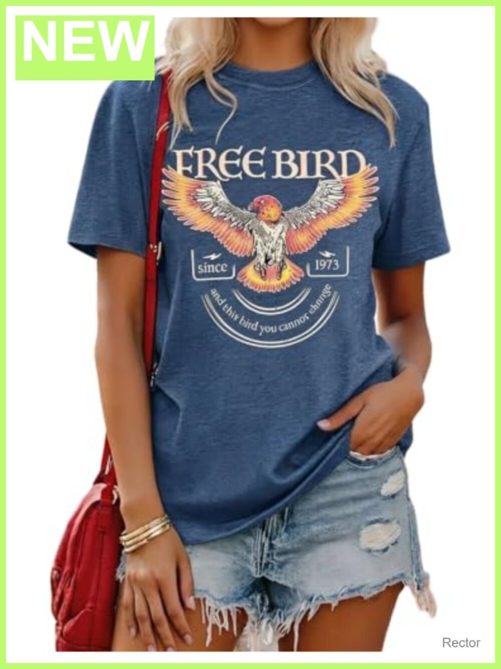 Vintage Free Bird Graphic Tee Short Sleeve Crewneck Casual Summer Rock Shirt